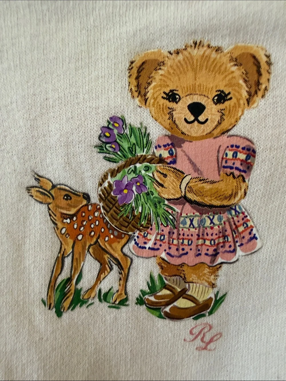 Ralph Lauren White Bear & Deer Pullover Sweatshirt, Baby, SZ 6 Months